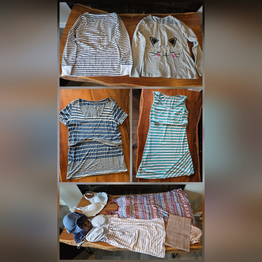 Nursing Clothing and with clip-down, size S-M, 9 pieces bundle